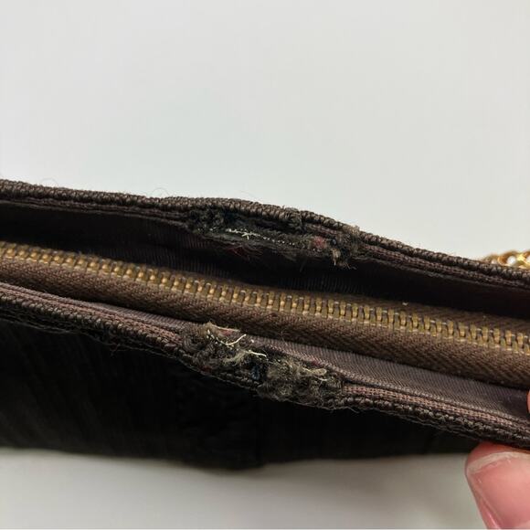 Brown Beaded Elegant Zip Clutch - Picture 5 of 8